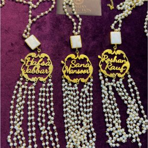 Customise Name Pendents With Mother Pearl Gold Plated