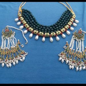 Gold plated Thappa kundan Set