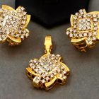 Golden zircon pendent set with chain