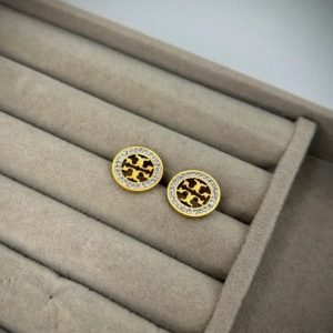 Double-T Round Stud Earrings