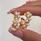 Pearl Hoop Stud Earrings