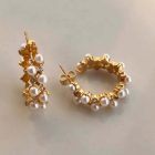 Pearl Hoop Stud Earrings