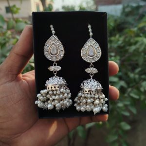 Traditional Kundan Pearl Jhumkas
