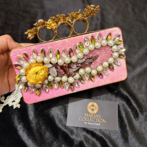 Pink Floral Round Clutch