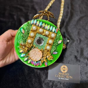 Green Mirror Work Round Clutch