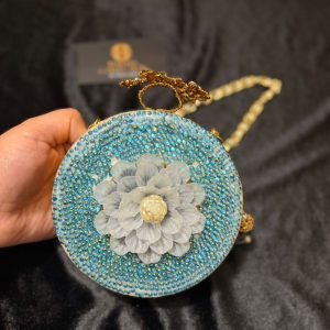 Sky Blue Floral Clutch