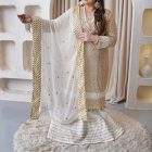 White classic dress 2 piece dupatta and maxi