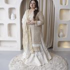 White classic dress 2 piece dupatta and maxi