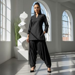 Black Modern Indo-Western Co-ord Set