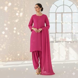 Rani Pink Classic Kurta Sharara Set