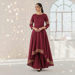 Maroon Traditional Anarkali Style Set