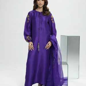 Royal Purple Embellished Kurta Set with Dupatta