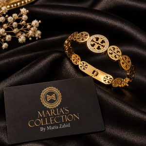Gold-Plated Stainless Steel Tory Burch Inspired Cutout Logo Bangle