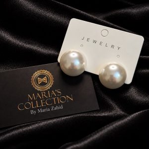 Oversized Round Pearl Stud Earrings Pair